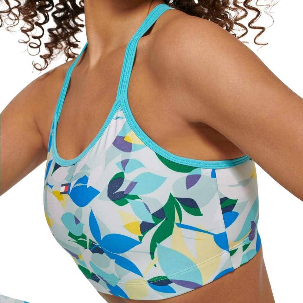 New Tommy Hilfiger Women's Performance with Removable Cups,Blue Sea